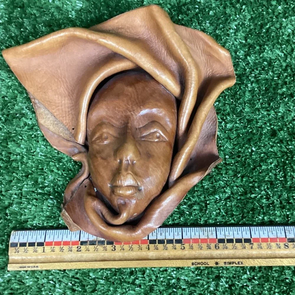 Leather Mask Face Sculpture Wall Art